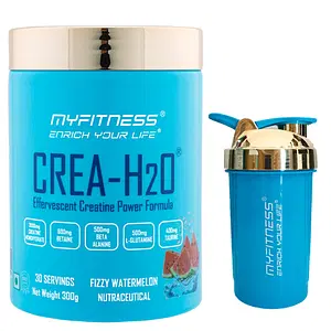 MYFITNESS ® CREA-H2O Creatine Monohydrate 30 Servings| 3000mg Creatine Monohydrate|600mg Betaine|500mg Beta Alanine|500mg L-Glutamine|600mg Electrolyte Blend| 300gms