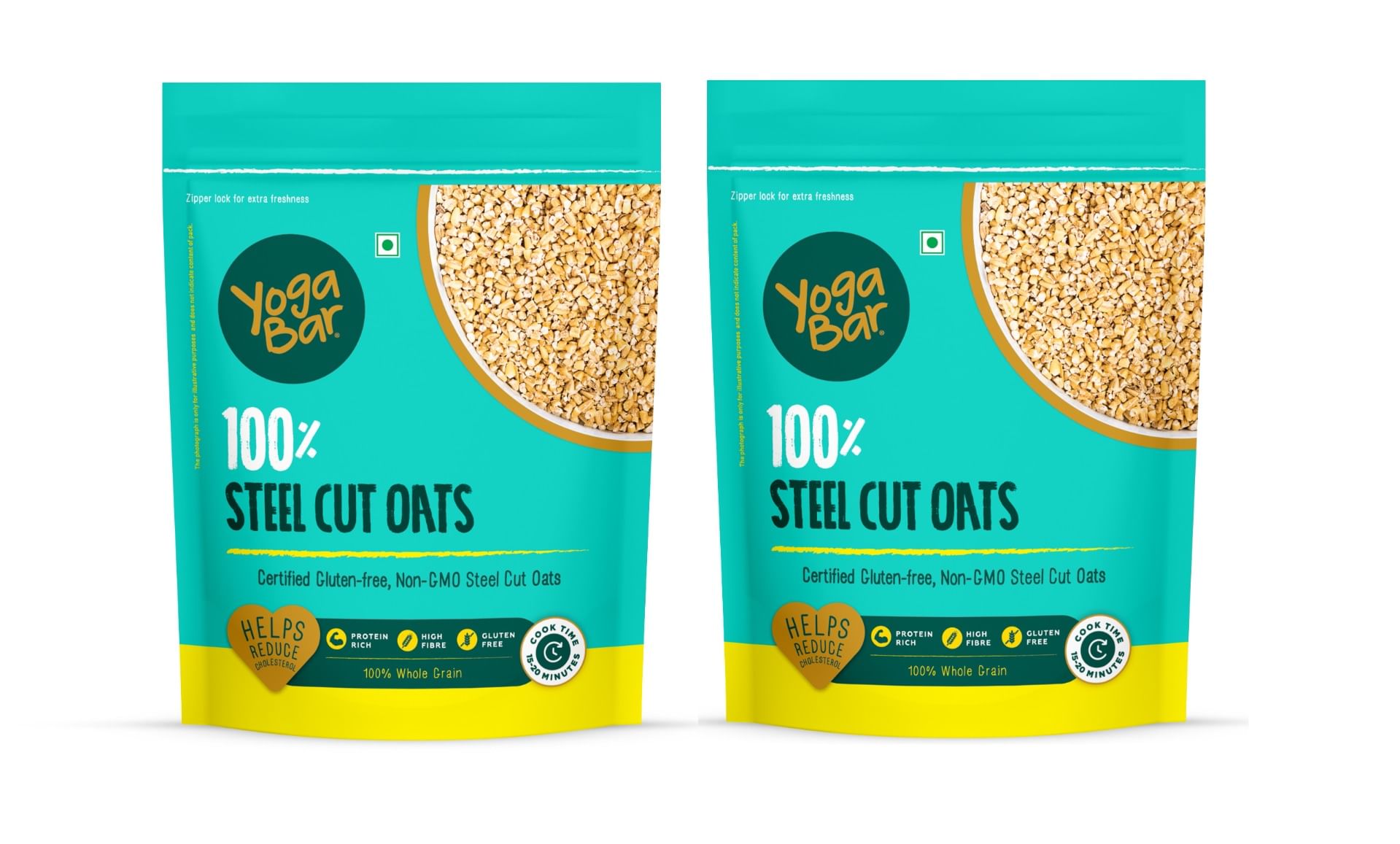 

Yogabar Steel Cut Oats 750g (Pack of 2)| 100% Whole Grain, Gluten-Free, High Fiber, Non-GMO, Protein-Rich, No Sugar Added