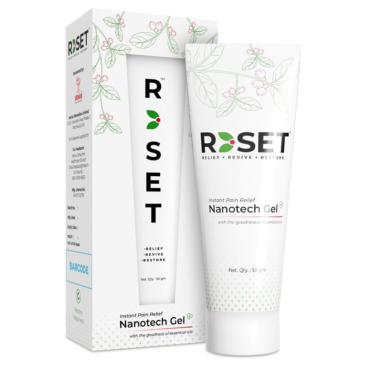 R3SET Instant Pain Relief NanoTech Gel - 50gm