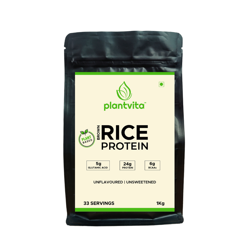 

PlantVita Brown Rice Protein Powder for Muscle Growth & Weight Loss with 24g Protein ( Unflavoured & Unsweetened, 1Kg )