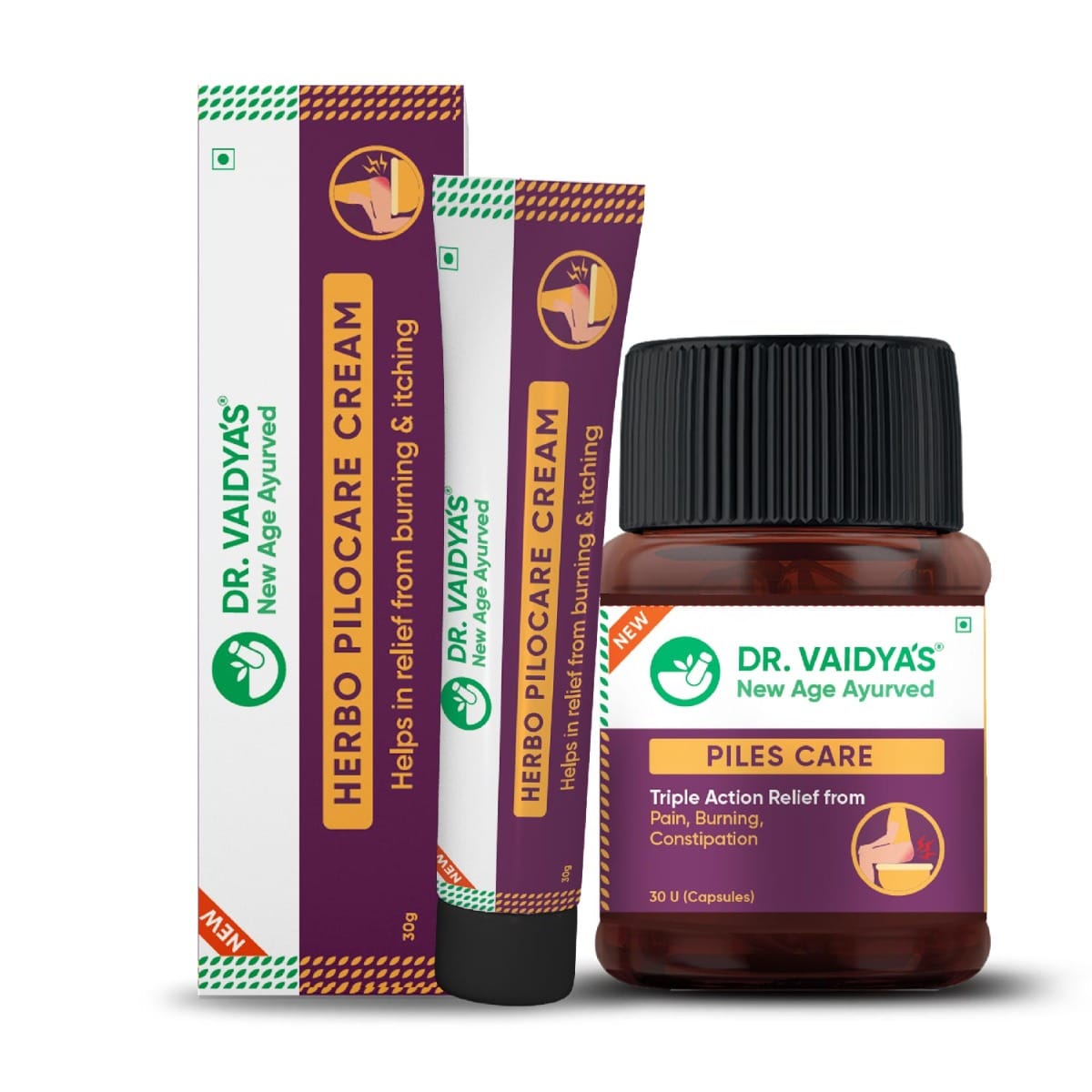 dr vaidya's Dr. Vaidya's Piles Management Combo (1 Piles Care + 1 Herbo Pilocare Cream)-picture-31