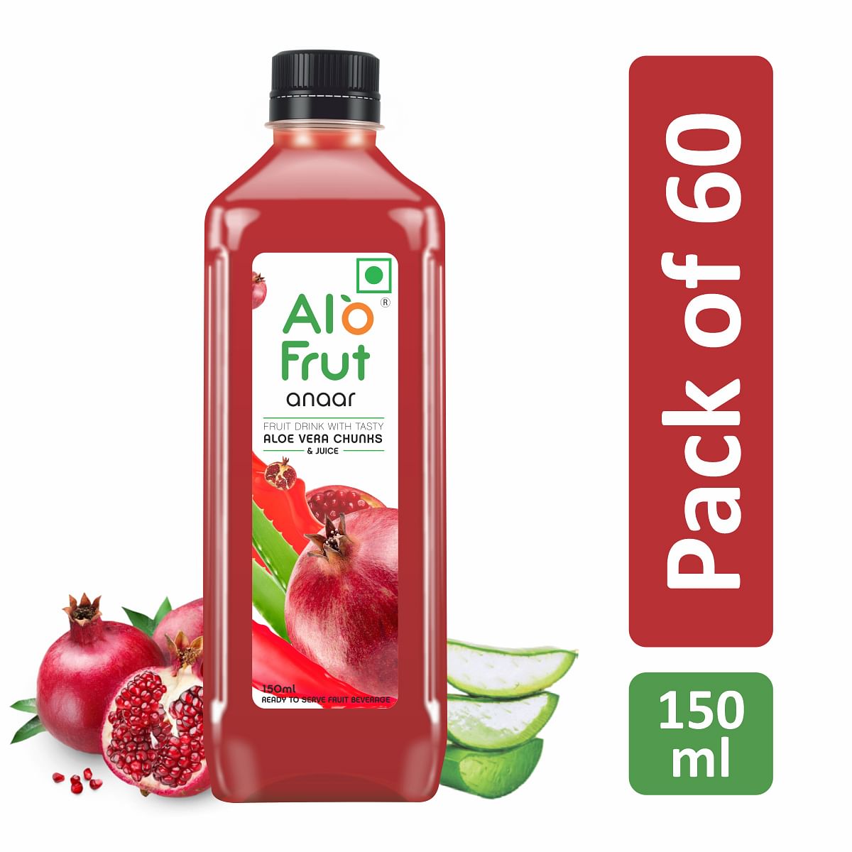 

Alo frut Anaar (Pomegranate) Fruit Drink with Tasty Aloevera Chunks & Juice| Goodness of Fresh Fruits and Aloevera | Ready-to-Serve Fruit Juice | P...