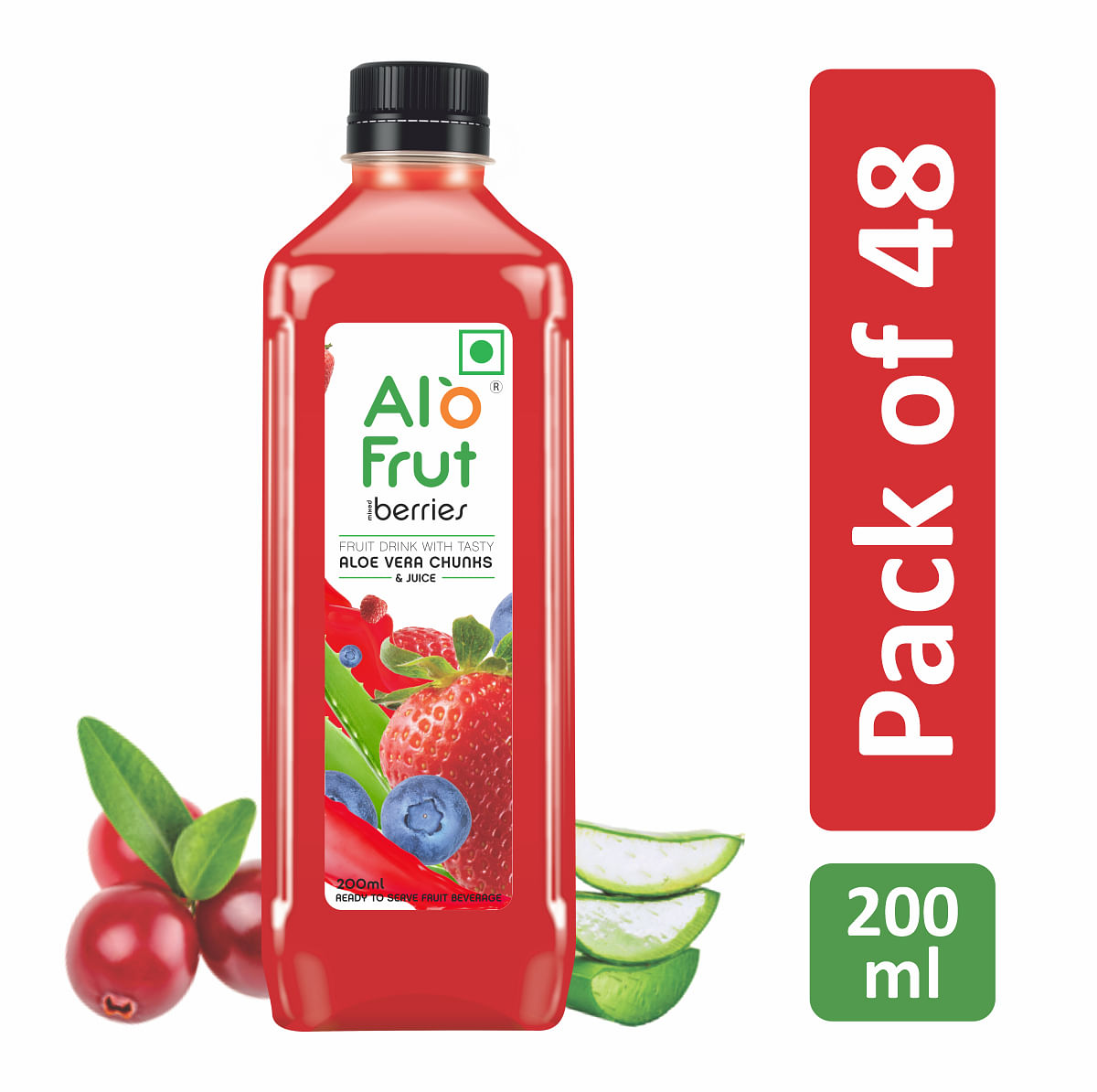 

Alo frut Berries Fruit Drink with Tasty Aloevera Chunks & Juice-200ml-Pack Of 48|Goodness of Fruits And Aloevera| Ready-to-Serve Fruit Juice |Berri...