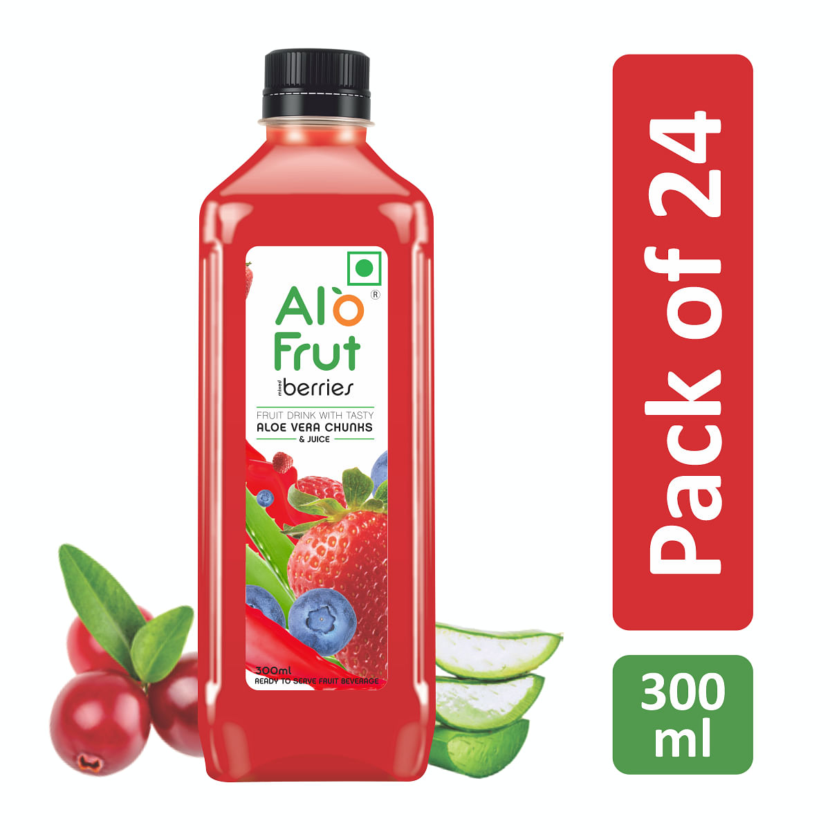 

Alo frut Berries Fruit Drink with Tasty Aloevera Chunks & Juice-300ml-Pack Of 24|Goodness of Fruits And Aloevera| Ready-to-Serve Fruit Juice |Berri...