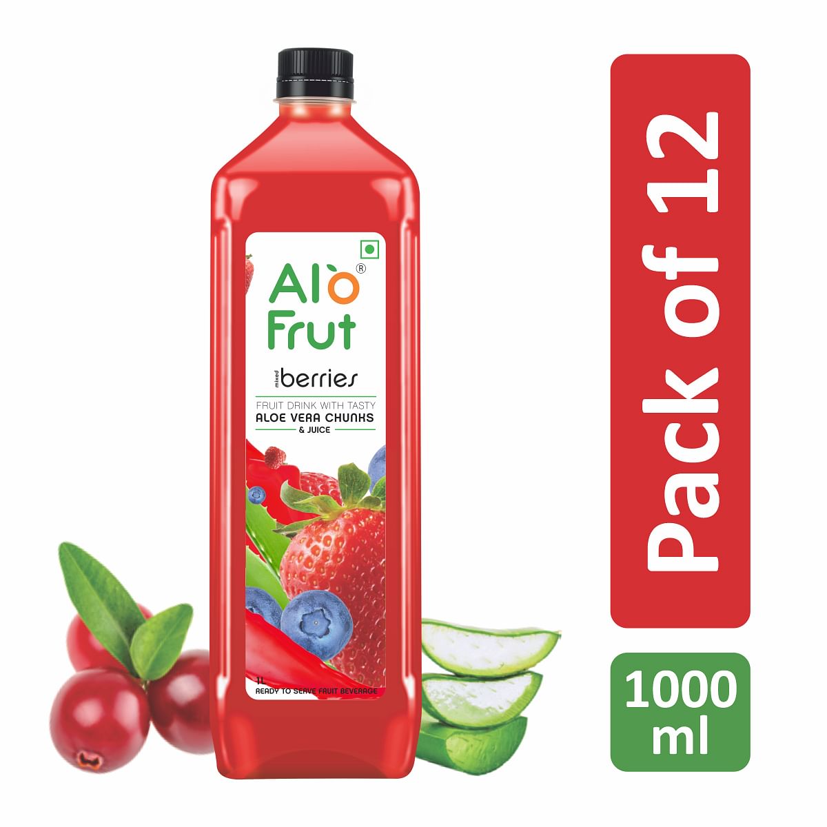 

Alo frut Berries Fruit Drink with Tasty Aloevera Chunks & Juice-1000ml-Pack Of 12|Goodness of Fruits And Aloevera| Ready-to-Serve Fruit Juice |Berr...