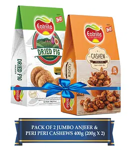 Eatriite Anjeer (FIG) Jumbo & Peri Peri Cashew W240 Pack Of 2 Assorted Nuts (2 x 200 g)
