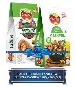 Eatriite Anjeer (FIG) Jumbo & Pudina Cashew W240 Pack Of 2 Assorted Nuts (2 x 200 g)