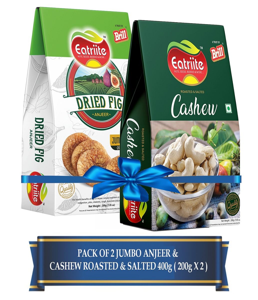 Eatriite Anjeer (FIG) Jumbo & Cashew W240 Roasted & Salted Pack Of 2 Assorted Nuts (2 x 200 g)