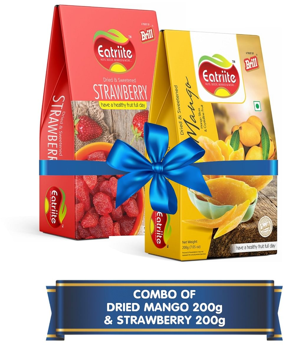 

Eatriite Dried Sweetened Mango & Dried Sweetened Strawberry Combo 400g (200g x 2) | Dried Strawberries Candie| Wholesome and Natural Strawberries |...