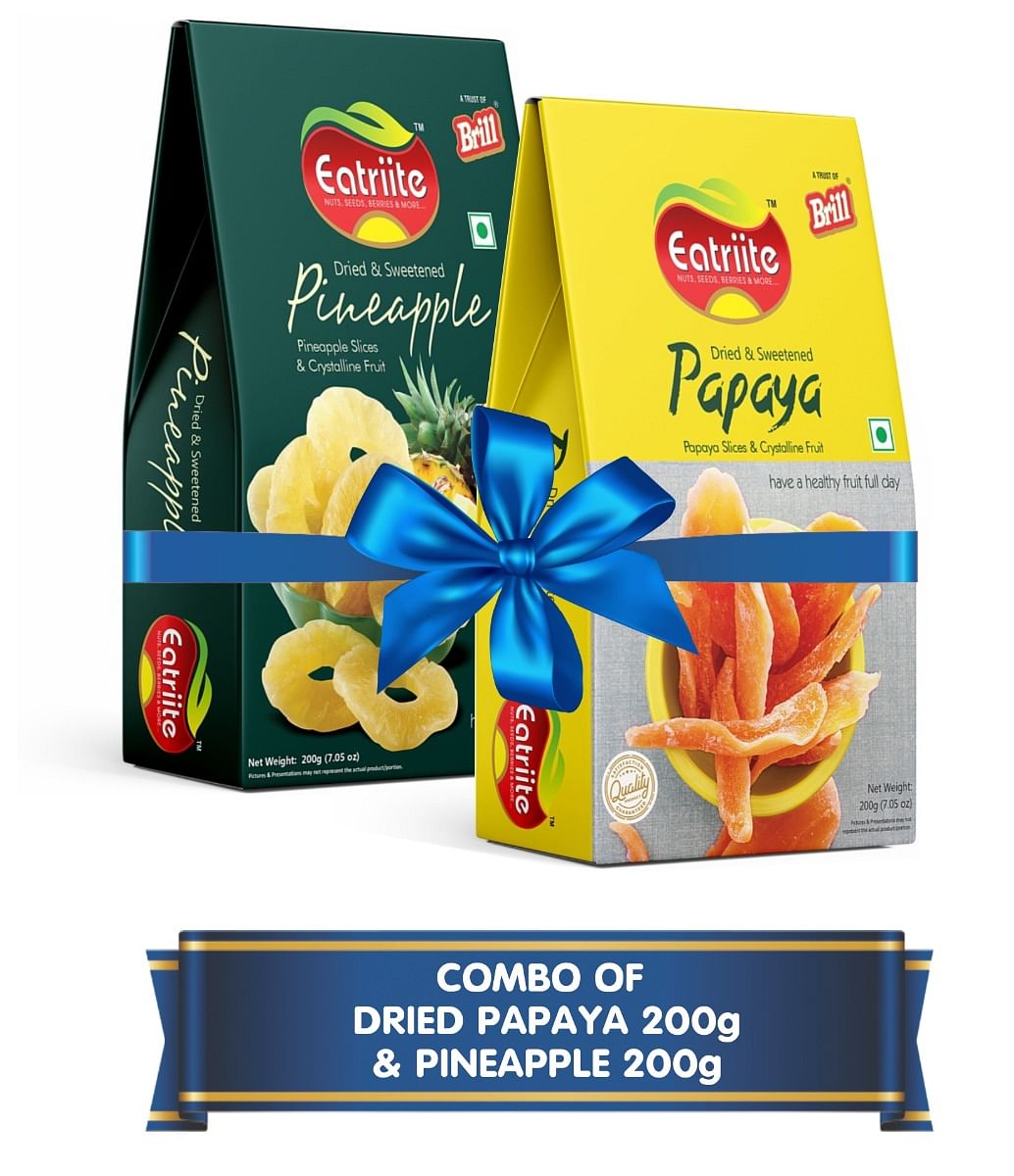 

Eatriite Dried Sweetened Pineapple & Dried Sweetened Papaya Combo 400g (200g x 2) | Wholesome & Vitamin Rich Healthy Snack | No Artificial Colors, ...