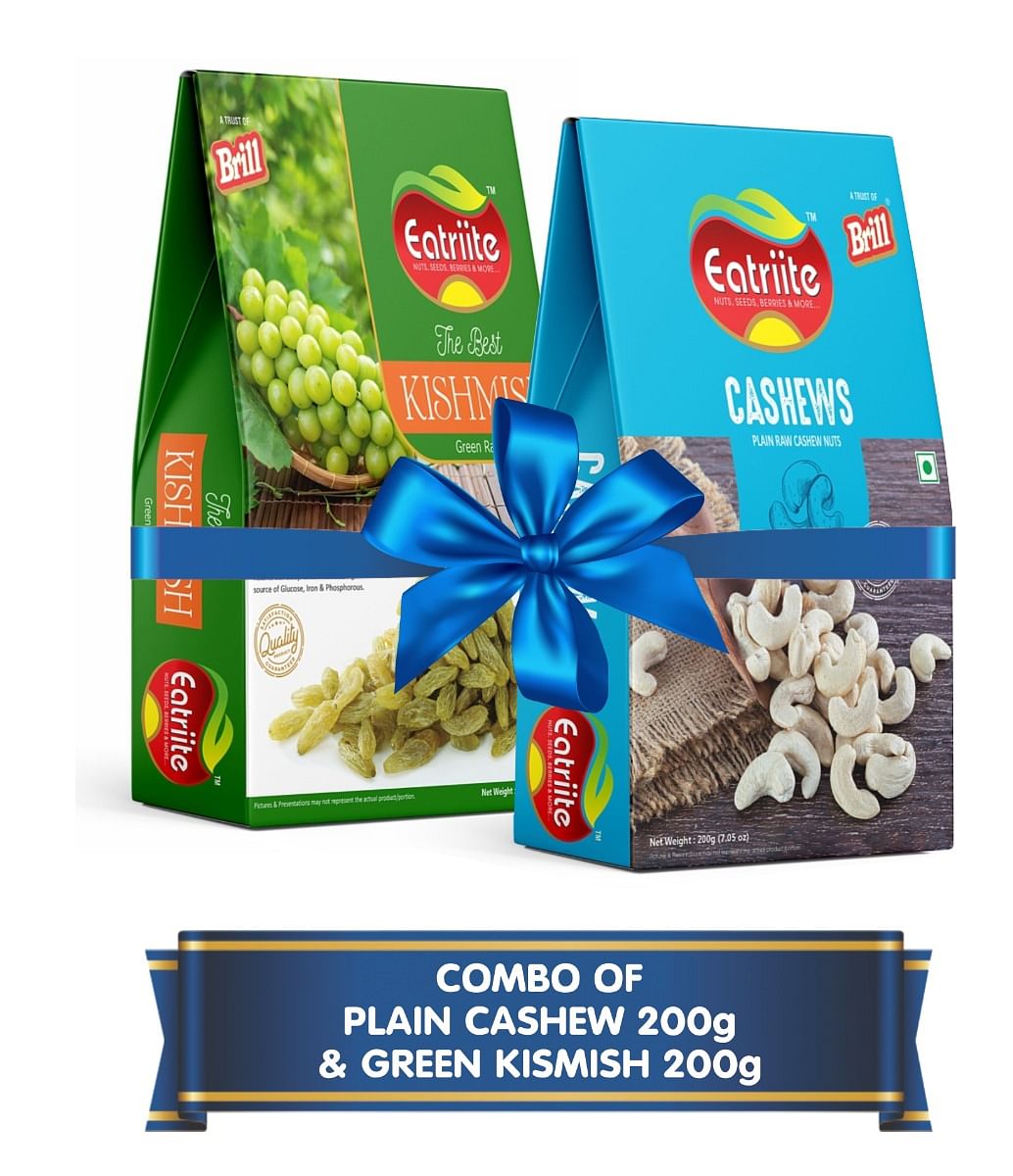 

Eatriite Cashew Plain & Green (Kishmish) Raisins Combo 400g ( 200g x 2 ) |Nutritious, Delicious & Crunchy Kaju & Walnut | Rich in Magnesium, Copper...