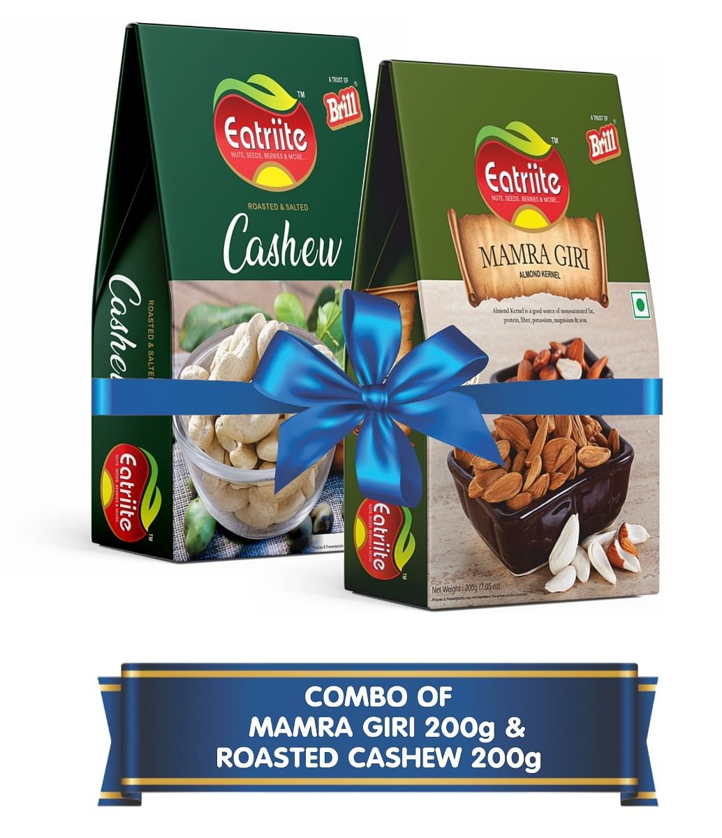 

Eatriite Mamra Giri Almond Kernel & Cashew Roasted & Salted Combo 400g (200g x 2) |Premium Kaju & Almonds Nuts | Nutritious, Crunchy & Delicious | ...