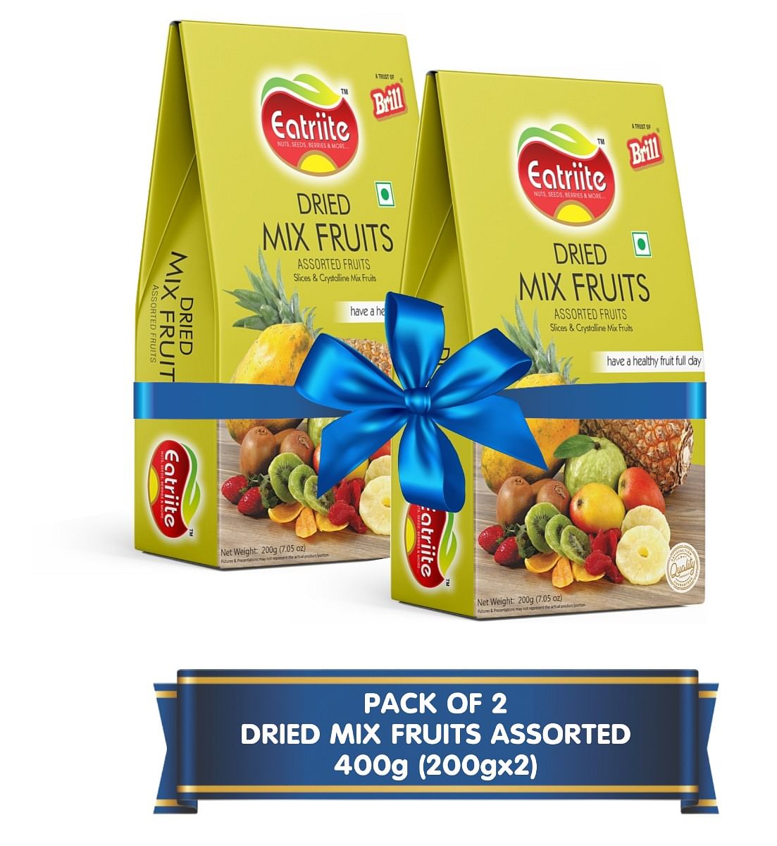 

Eatriite Dried Mix Fruits Assorted | Healthy Snacks with Kiwi, Strawberry,Pineapple, Mango| Loaded with Protein, Vitamins & Minerals 400g (200gx2)