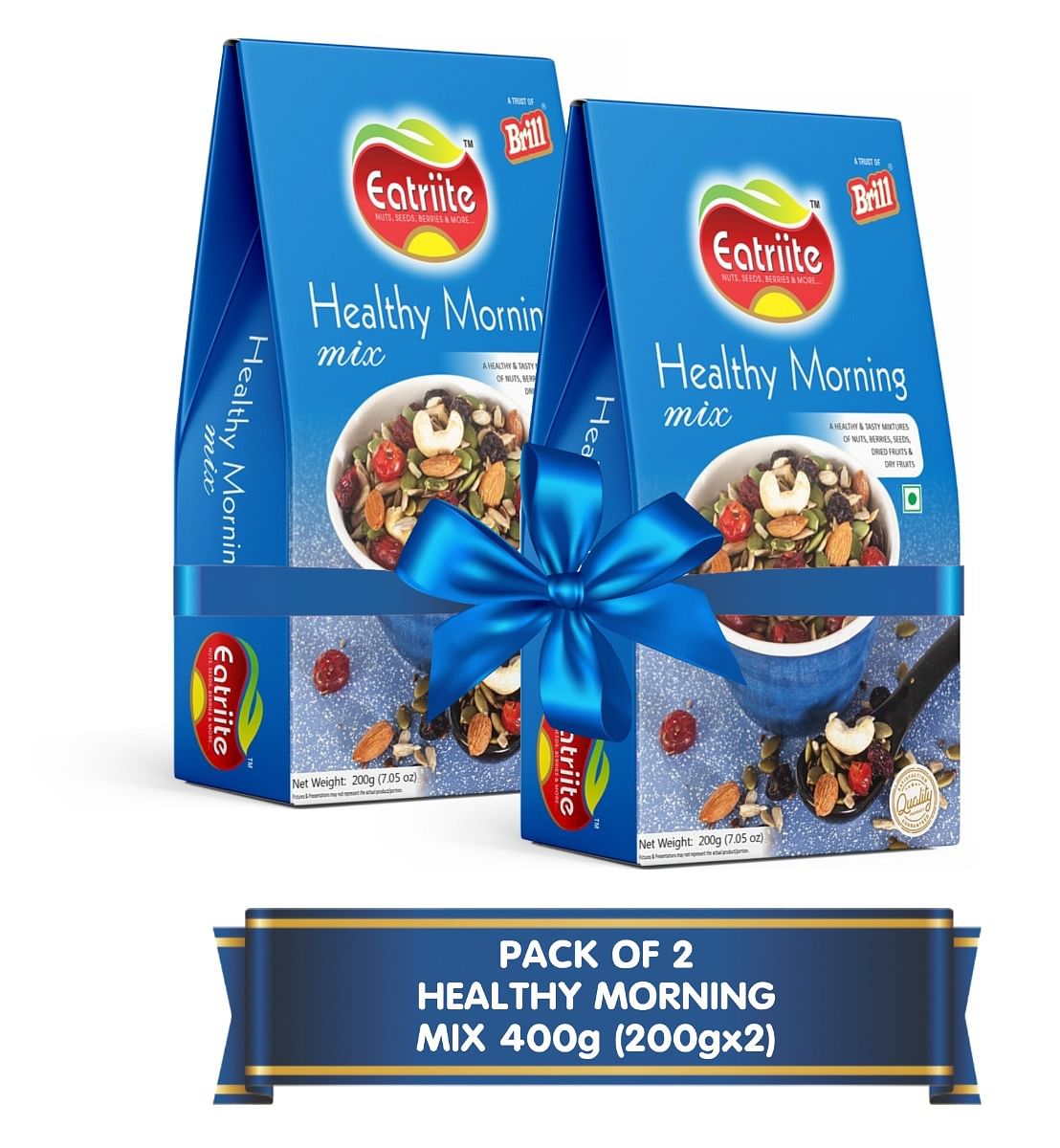 

Eatriite Dried Mix fruits & Healthy Morning Mix Combo 400g (200g x 2) | (Almonds, Cashews, Raisins, Cranberries, seeds, Black Raisins, Seeds etc)| ...