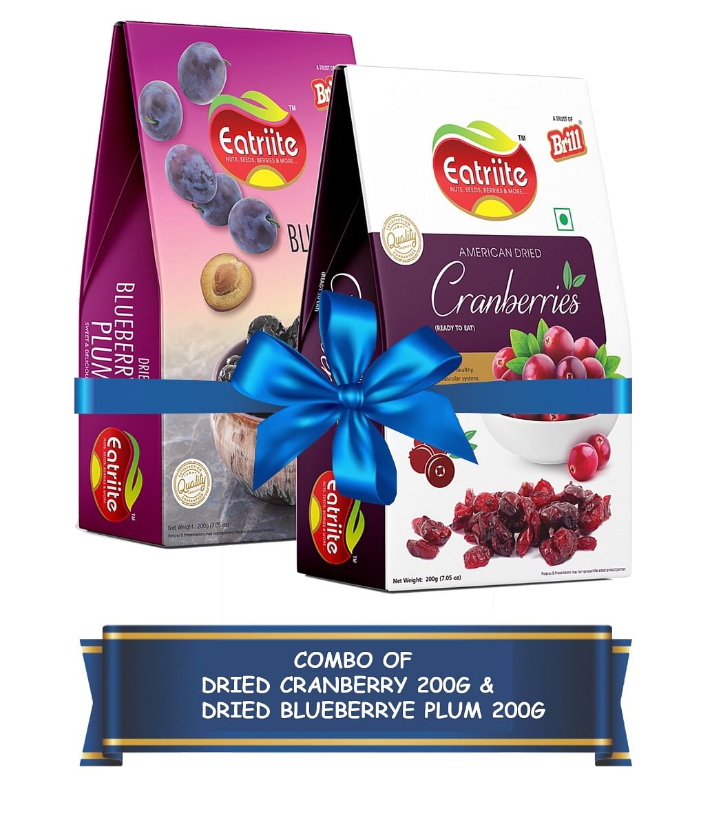 

Eatriite Dried Blueberry Plum & Sweet Delicious Cranberry Combo 400g (200g x 2) |Delicious & Healthy Berries | Antioxidant Rich | Contains Dried St...