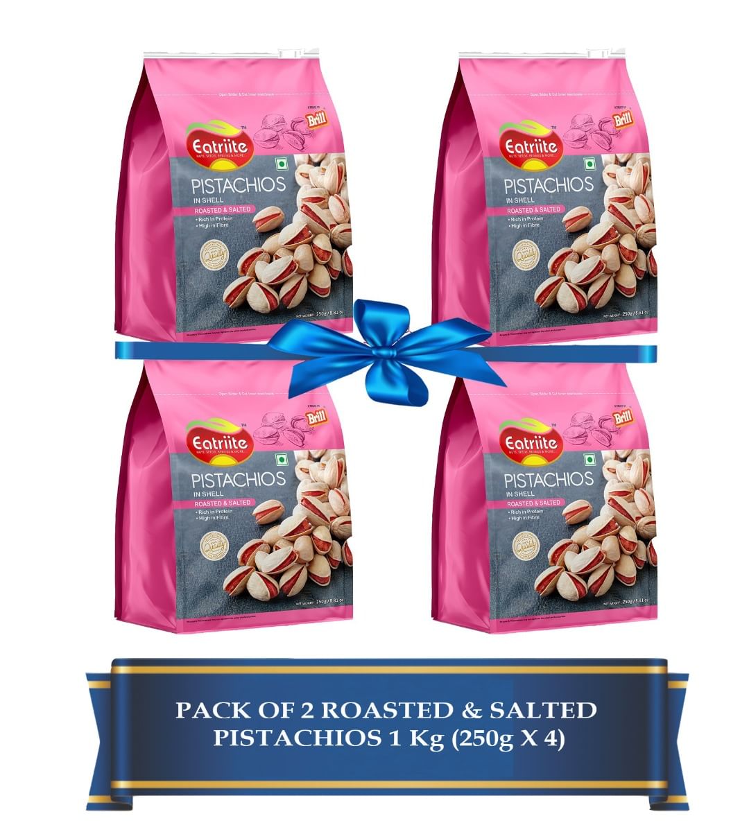 

Eatriite Roasted & Salted Pistachios 1 kg (250gX4)