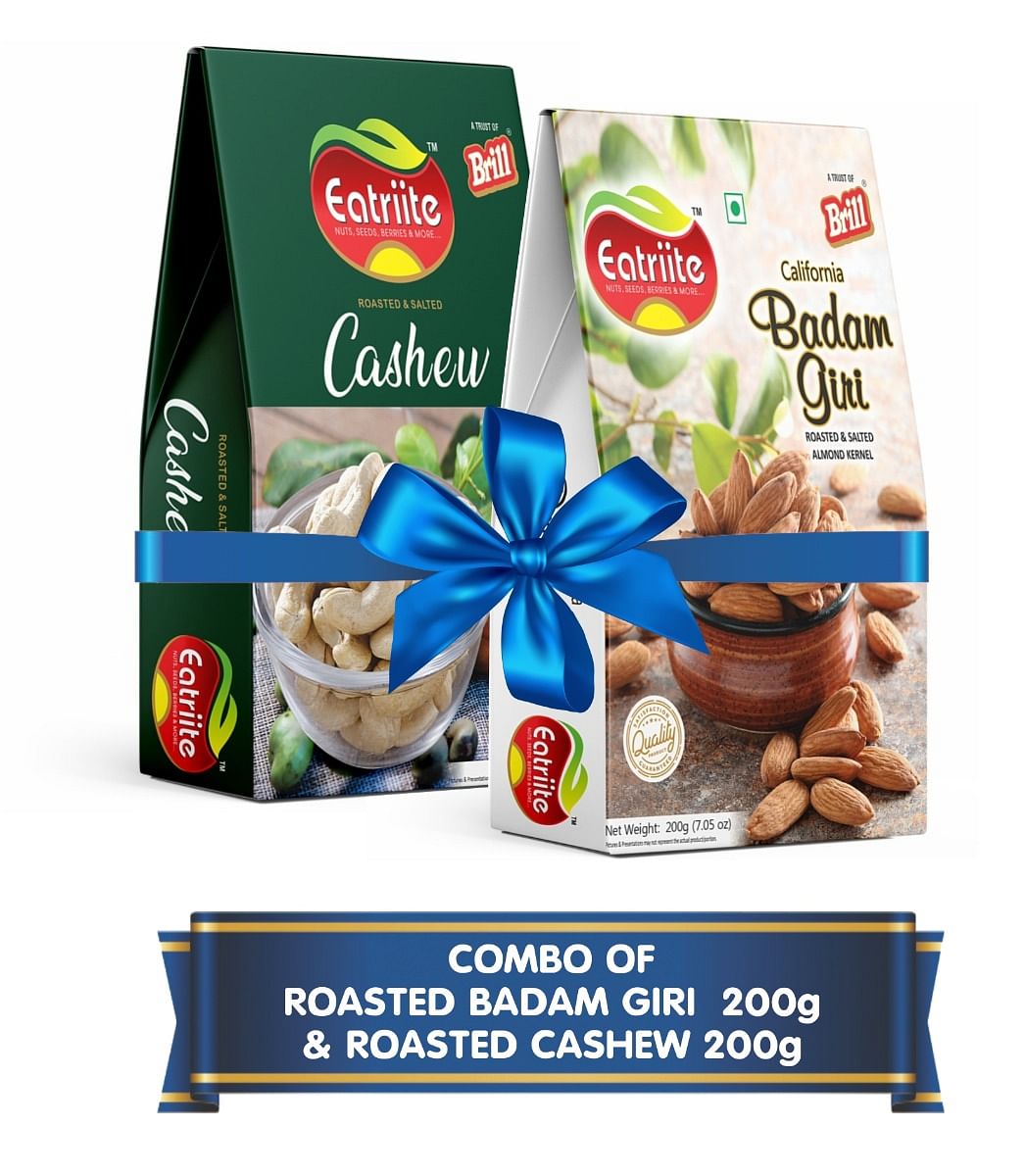 

Eatriite California Badam Giri & Cashew Roasted & Salted Combo 400g (200g x 2) | |High in Fiber | Help in Boost Immunity | Gluten Free | Real Dry Nuts