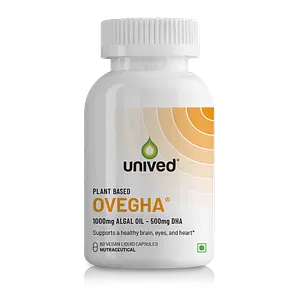 Unived Plant Based Ovegha | 60 Capsules | Algal Oil | DHA | Brain | Heart | Eyes