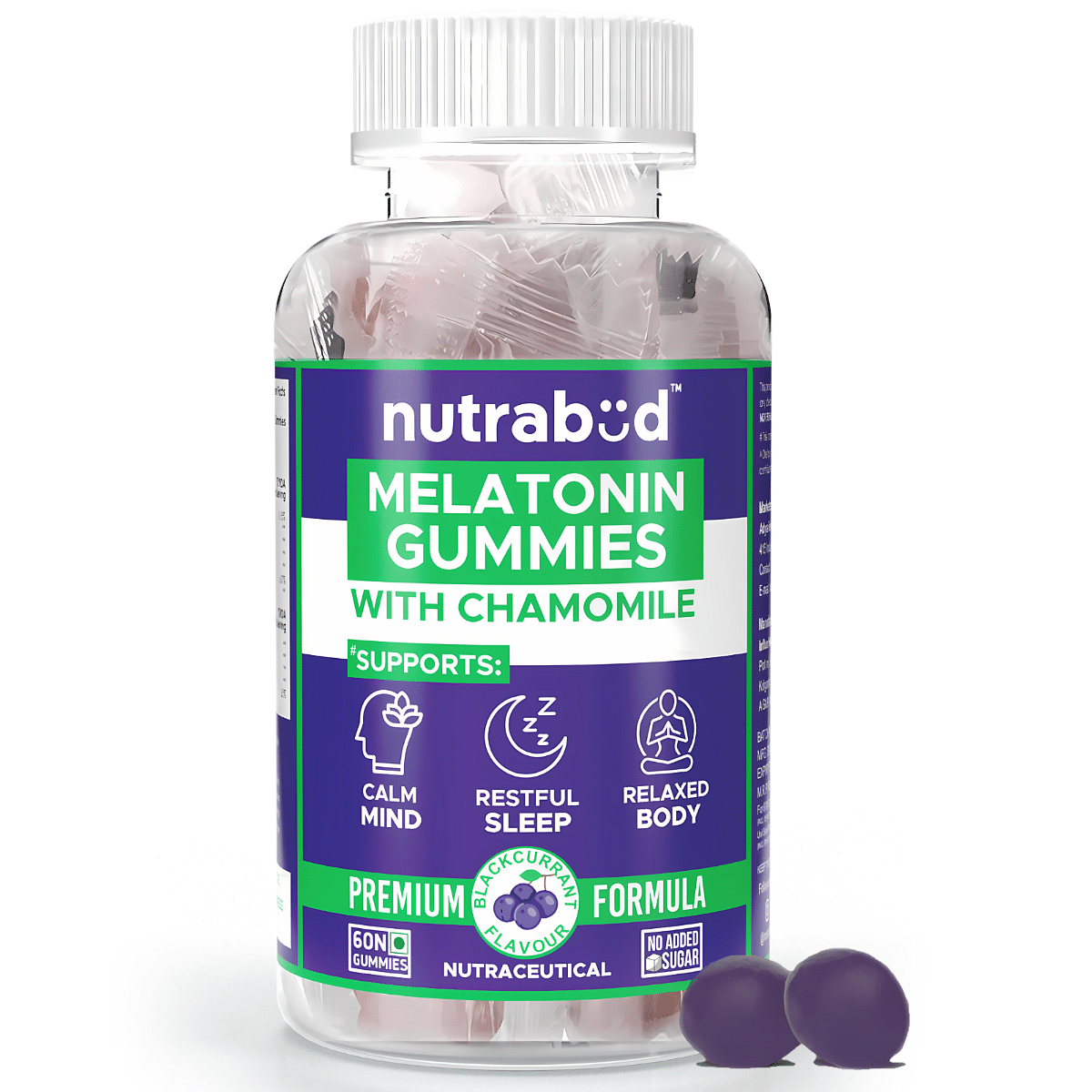 

Nutrabud Melatonin Sleep Gummies 3mg For Men, Women | No Added Sugar | Fall Asleep Fast & Restful Deep Sleep | Blackcurrant Flavor Veg Gummy Supple...