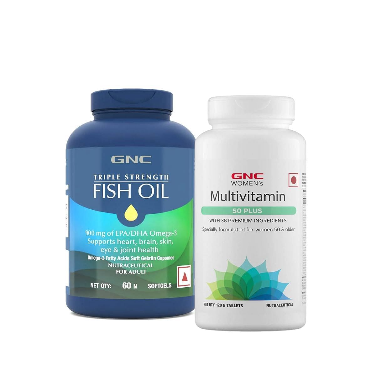 

GNC Triple Strength Fish Oil & GNC Women's Multivitamin for Women 50+ Combo