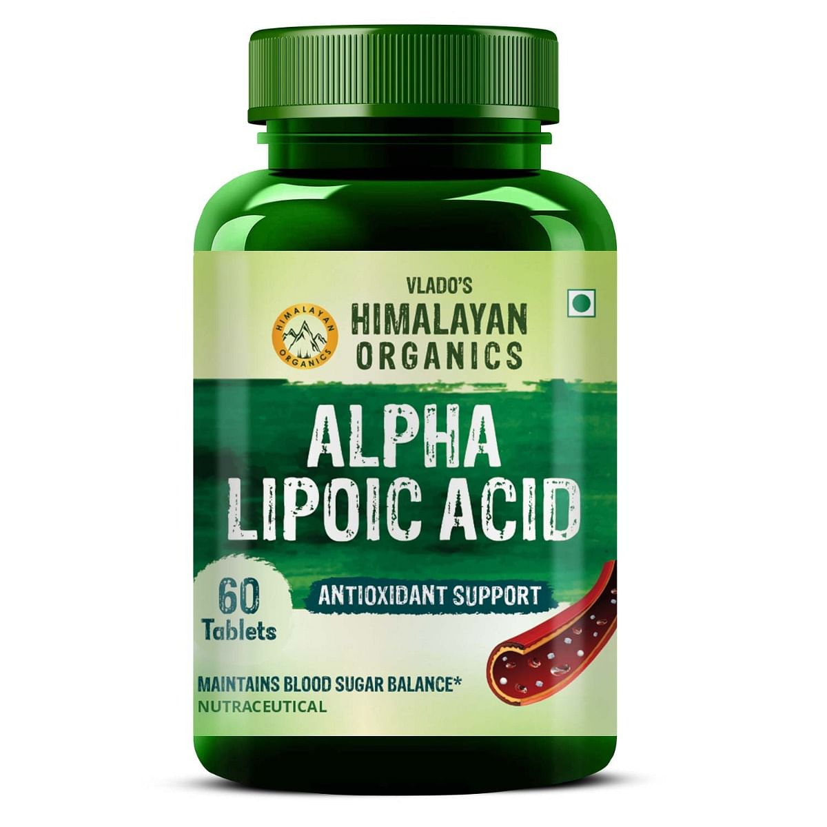 

Vlado's Himalayan Organics Alpha Lipoic Acid 300mg | Boost Liver Function, Healthy Blood Sugar, Antioxidant | 60 Veg Tablets