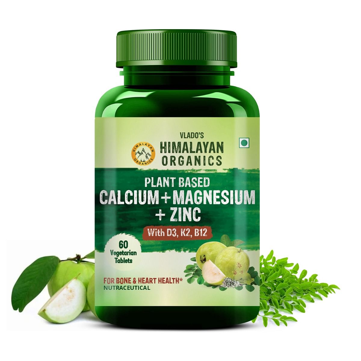 

Vlado's Himalayan Organics Plant Based Calcium Magnesium + Zinc | Vitamin D3+k2 Supplement For Stronger Bones | Boost Immunity | Healthy Heart | Mu...