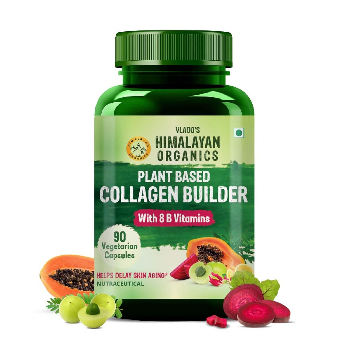 

Vlado's Himalayan Organics Plant Based Collagen Builder for Hair and Skin with Biotin and Vitamin C - 90 Veg Capsules