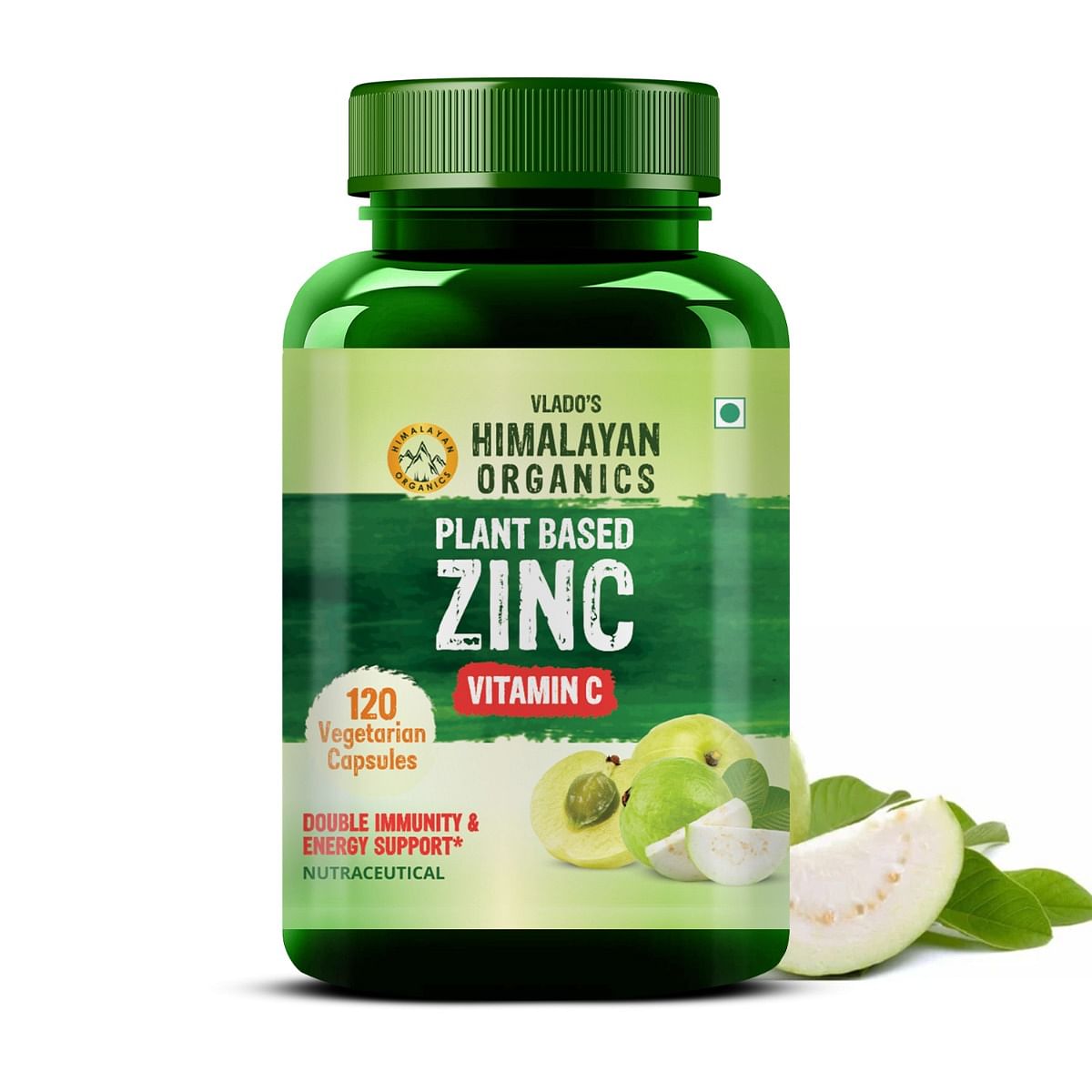 

Vlado's Himalayan Organics Plant Based Zinc with Vitamin C | Builds Immunity & Anti Inflammation || 120 Veg Capsules
