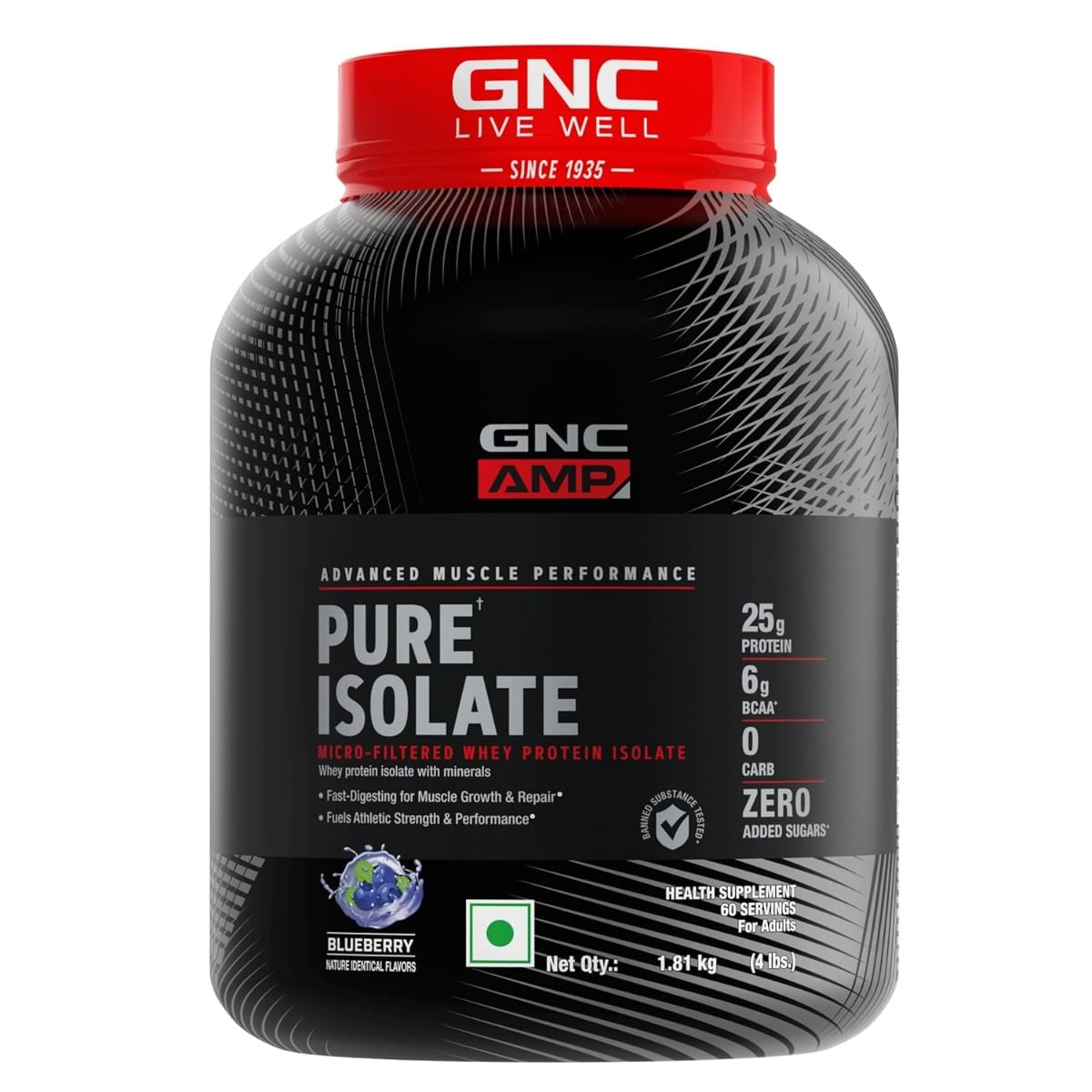 

GNC AMP Pure Isolate Zero Carb | Boosts Athletic Performance | Builds Lean Muscles | Speeds Up Recovery | Increases Strength | USA Formulated | 25g...