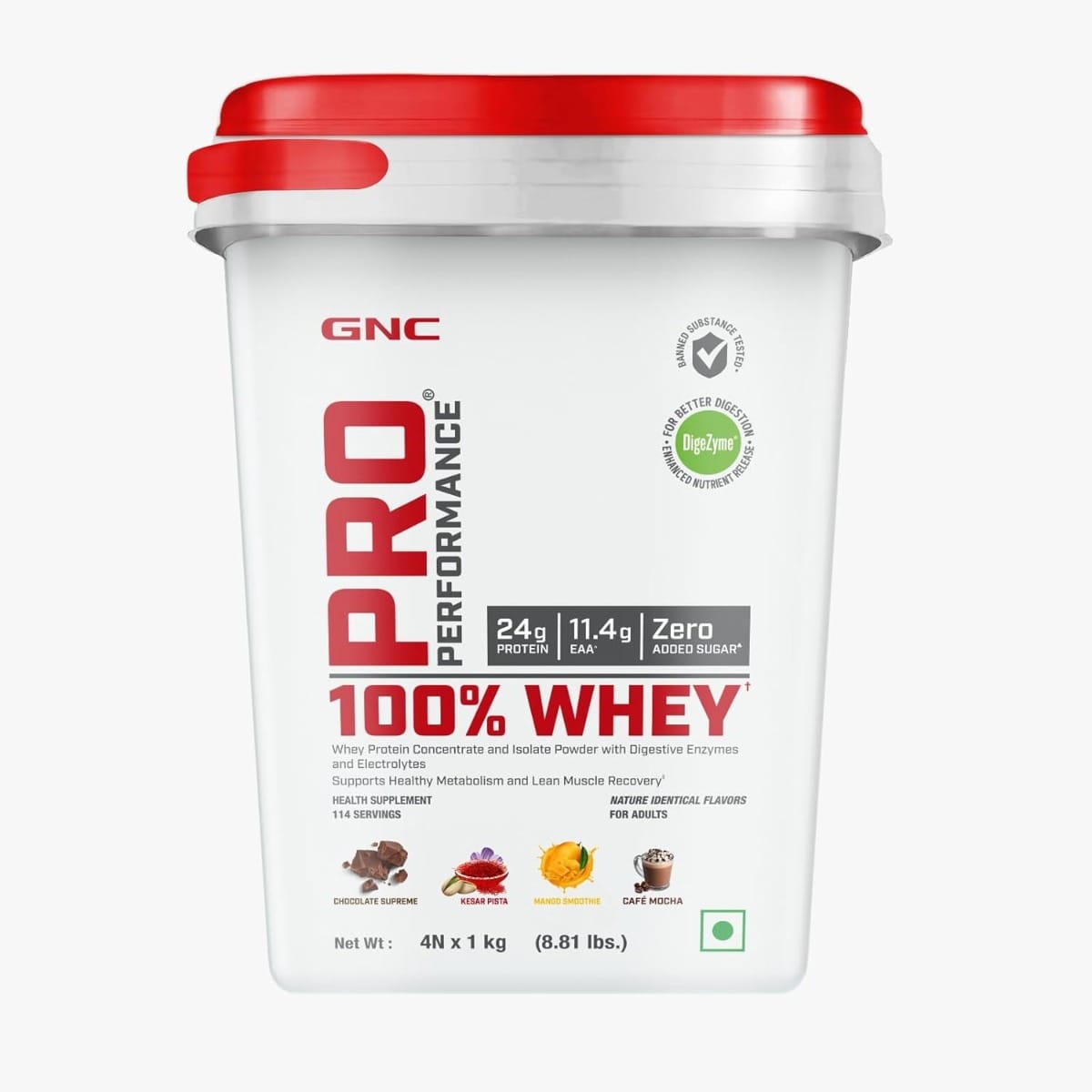 

GNC PP 100% Whey Protein Assorted flavour 4x1kg (Café Mocha+Mango+Kesar Pista+Chocolate Supreme) - CDP