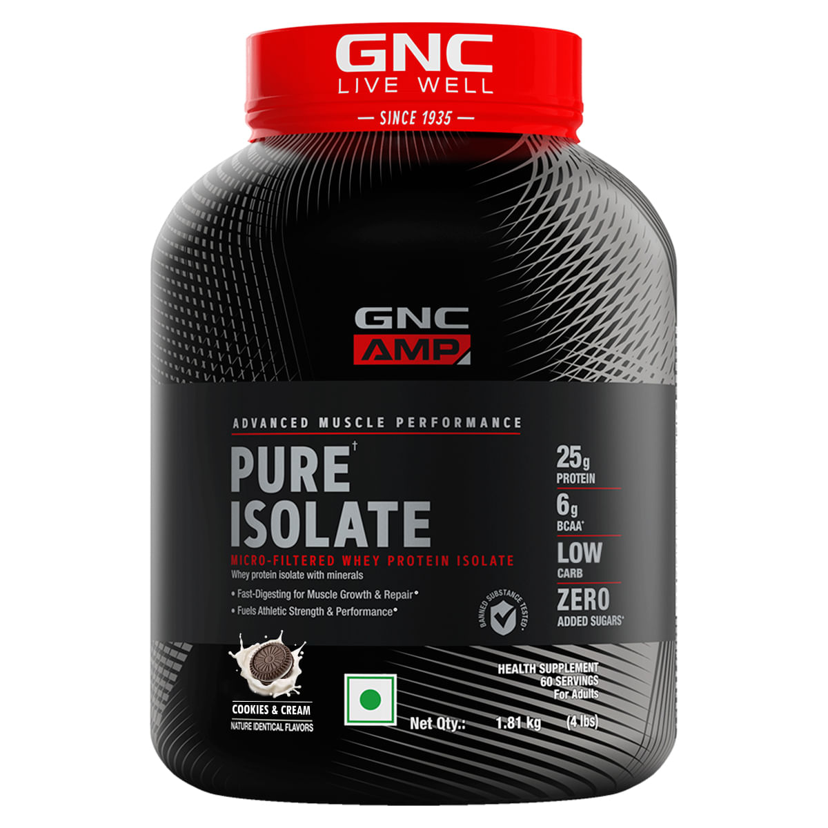 

GNC AMP Pure Isolate Low Carb | Boosts Athletic Performance | Builds Lean Muscles | Speeds Up Recovery | Increases Strength | USA Formulated | 25g ...