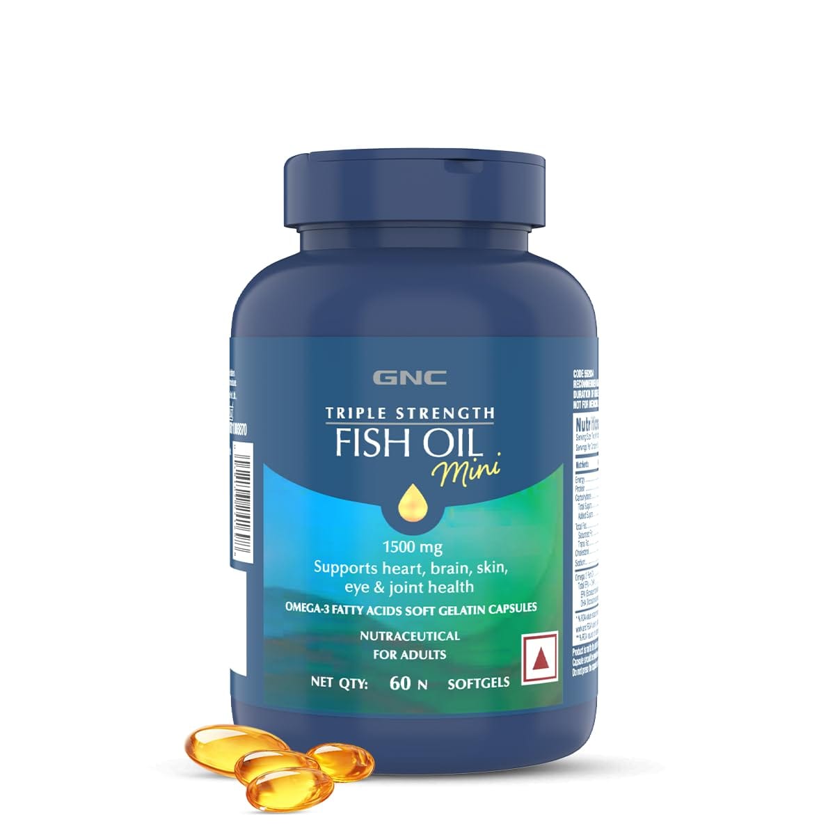 

GNC Triple Strength Fish Oil Mini Omega 3 Capsules for Men & Women | 900mg EPA & DHA | Improves Memory | Protects Vision | No Fishy Aftertaste | Su...