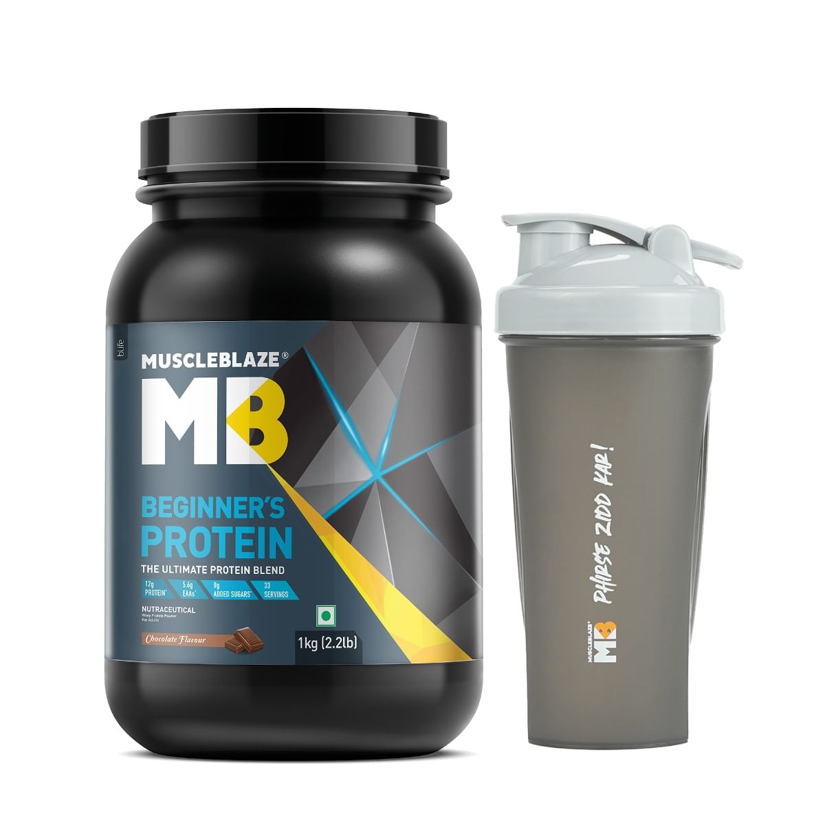 

MuscleBlaze Beginner's Protein (Jar Pack), Whey Supplement, No Added Sugar, Faster Muscle Recovery & Improved Strength (Chocolate, 1 kg / 2.2 lb) w...