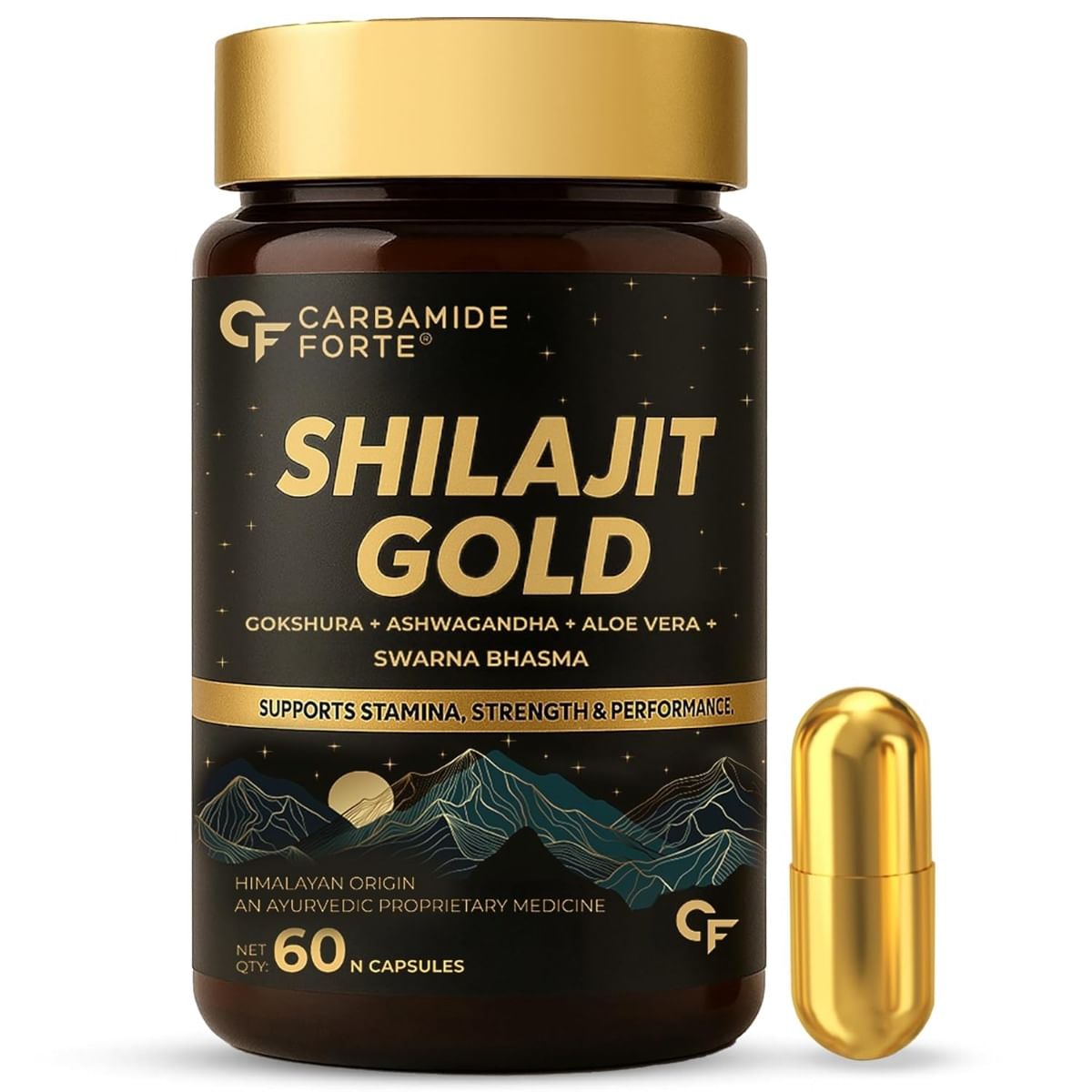 

Carbamide Forte Shilajit Gold Capsules For Men With Pure Shilajit Swarna Bhasma,Gokshura,Ashwagandha | Himalayan Shilajiit For Men | Shilajeet Gold...