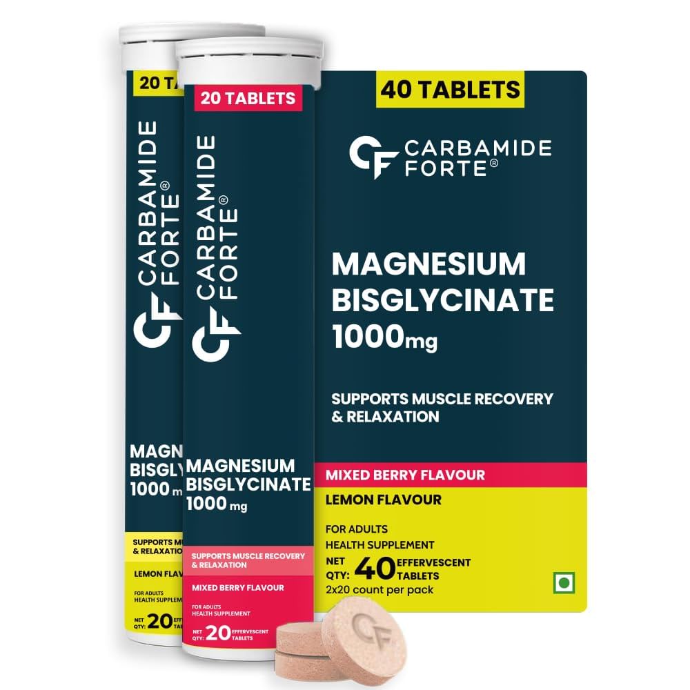 

Carbamide Forte Magnesium Supplements Bisglycinate Effervescent Tablet 1000mg | Magnesium Glycinate Tablets | Supports Sleep, Muscle Cramp & Nerve ...