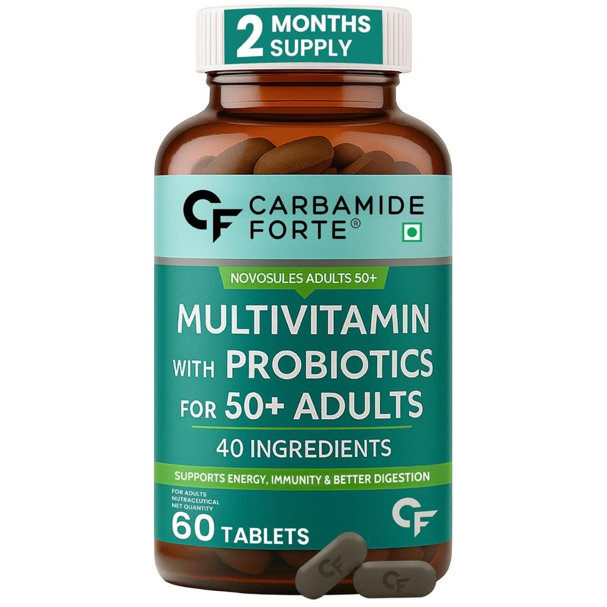 

Carbamide Forte Multivitamin Tablets For Adults 50+ | multivitamin tablet for men & Women With Probiotics To Support Immunity & Energy Levels - 60 ...