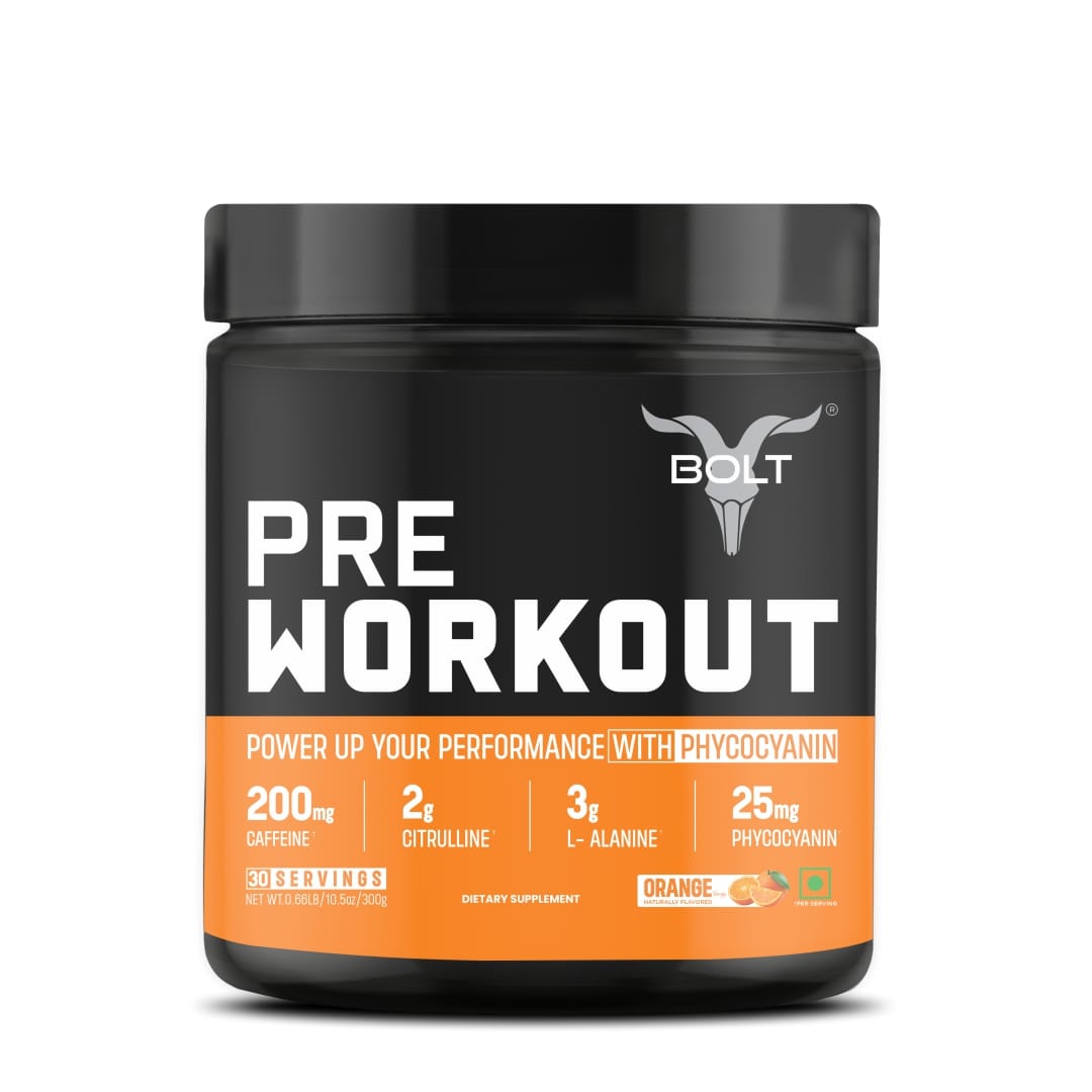 

Bolt Nutrition Pre Workout Supplement With Caffeine, Citrulline Malate, B-Alanine, Taurine | For Explosive Energy, Pump & Focus | 300g, 30 Servings...