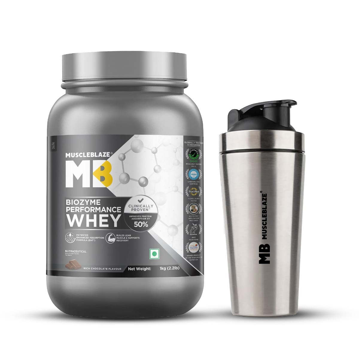 

MuscleBlaze Biozyme Performance Whey Protein | Clinically Tested 50 Higher Protein Absorption | Informed Choice UK, Labdoor USA Certified & US Pate...