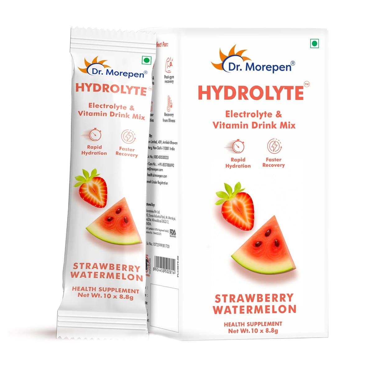 DR. MOREPEN Hydrolyte Electrolyte & Vitamin Drink Mix for Rapid Hydration & Faster Recovery – 10 Sachets (8.8g Each)