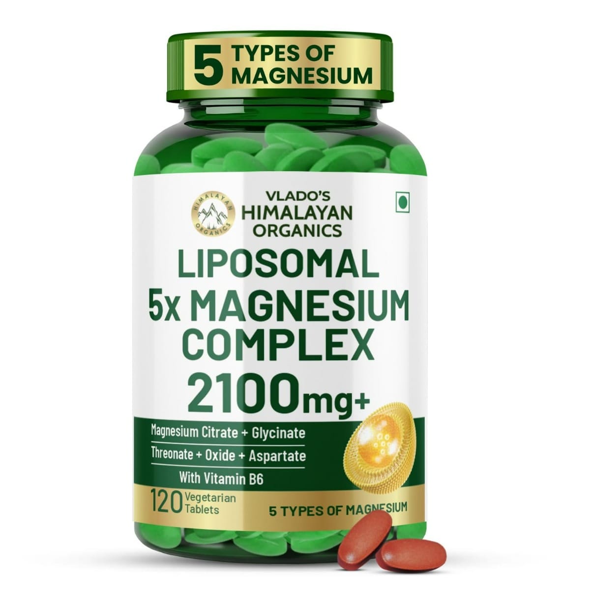 

Vlado's Himalayan Organics 5X Strength Liposomal Magnesium Supplement - 2100mg+ with Chelated Magnesium Glycinate, Citrate, Oxide, Threonate, Aspar...
