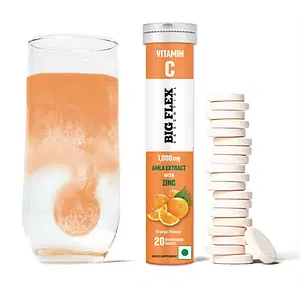 Bigflex Vitamin-C 1000mg Natural Amla Extract + 10mg Zinc | Antioxidants Support | Natural Immunity Booster | Skin Care | Zero Sugar - Pack of 1