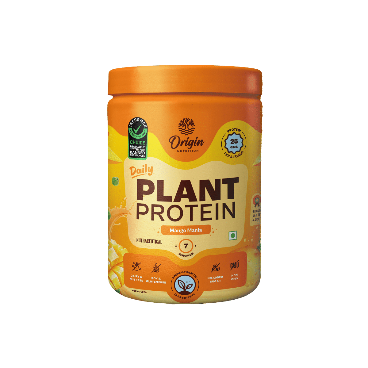 

Origin Nutrition Plant Protein Powder Mango Flavour with 25g Protein per serving, 288g