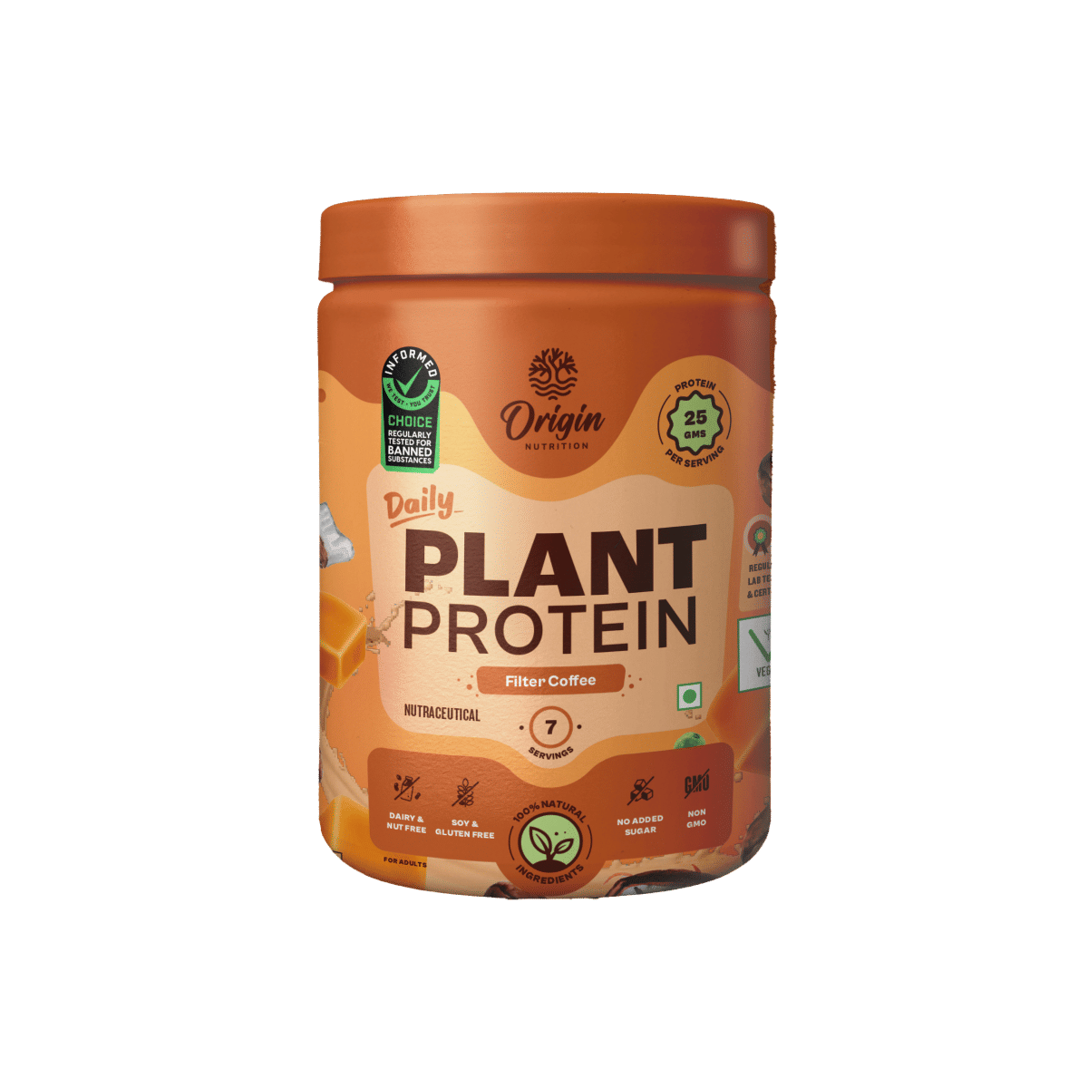 

Origin Nutrition Plant Protein Powder Filter Coffee Flavour with 25g Protein per serving, 284g