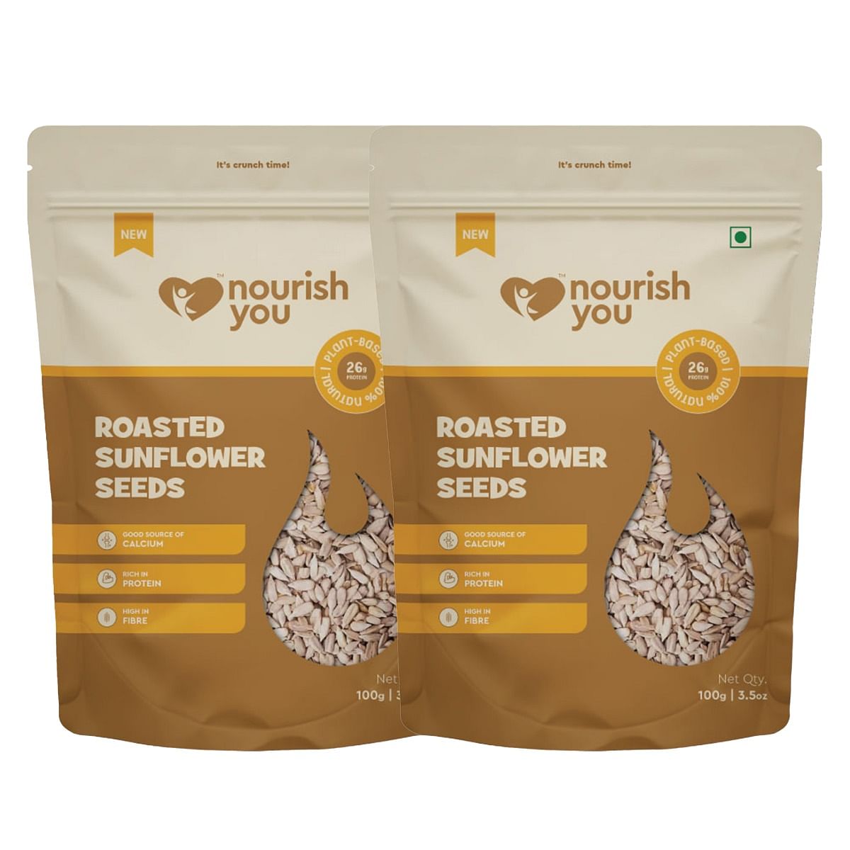 

Nourish You Organic Roasted Sunflower Seeds - Rich in Protein , Healthy Snacks , Gluten free -Pack of 2 X 100g each