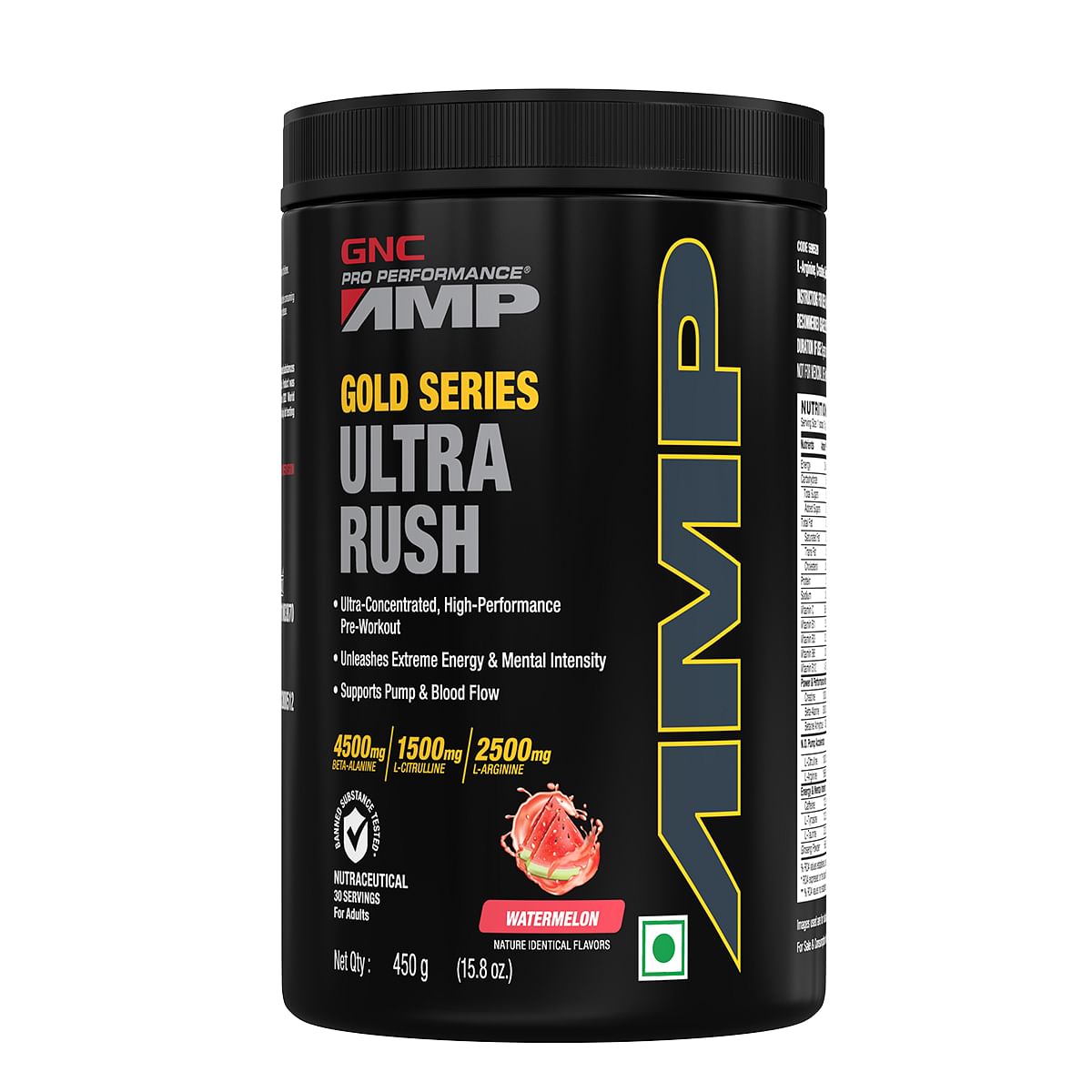 

GNC AMP Gold Series Ultra Rush | Maximum Energy & Stamina | Deep Mental Focus | Powerful Muscle Pump | USA Formulated | 4.5g Beta-Alanine | 1.5g L-...