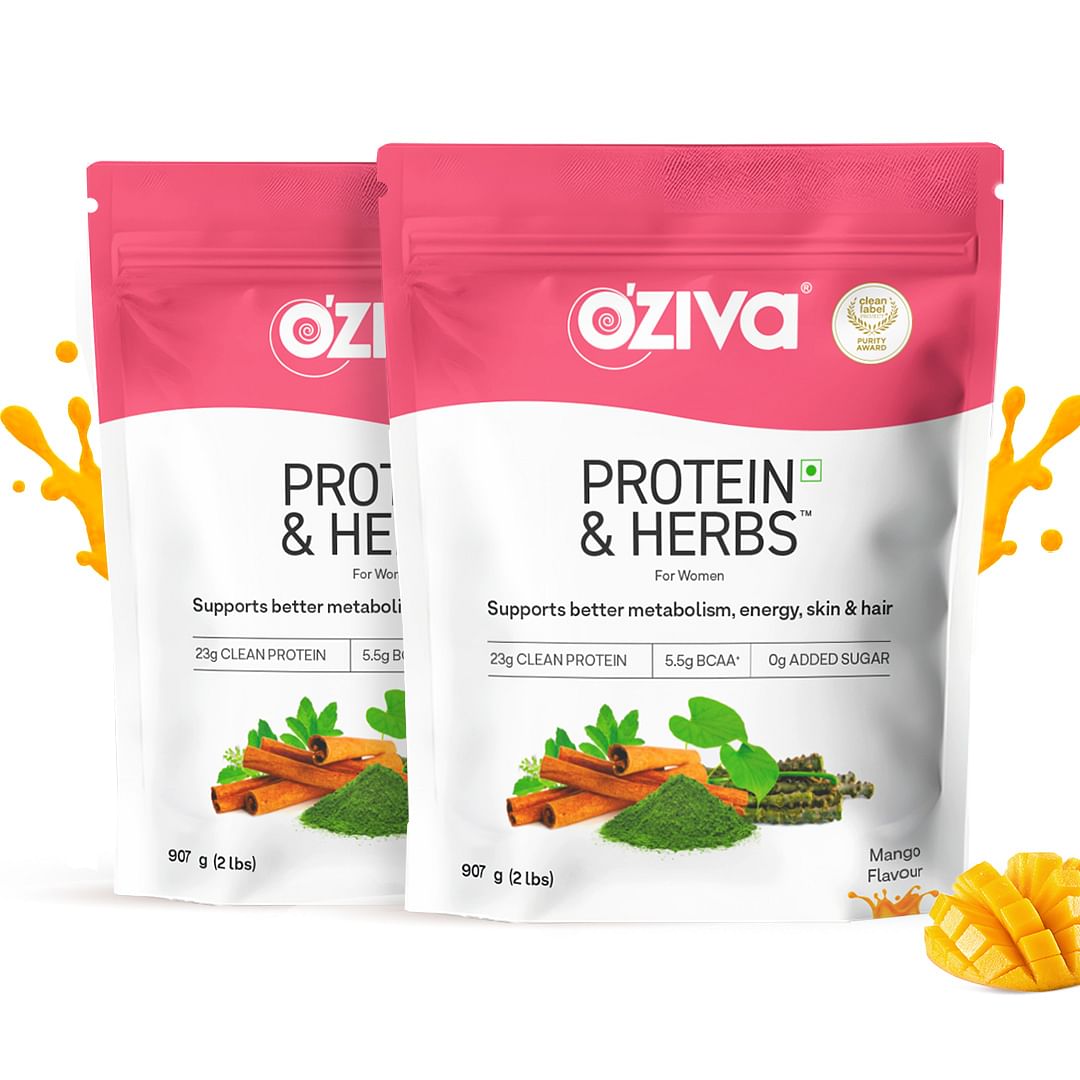 

OZiva Protein & Herbs for Weight Management, Women - Mango, Pack of 2 (4 lbs)
