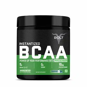 Bolt Nutrition BCAA 2:1:1 - 5g Vegan BCAAs, Pre/Intra/Post Workout  - 240g, 30 Servings,Blueberry Blast