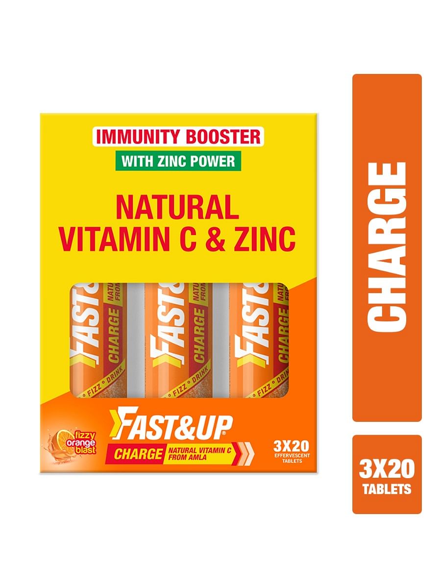 

Fast & Up Charge Natural Vitamin C & Zinc Effervescent Tablets with Amla - Orange (3 x 20 Tablets)