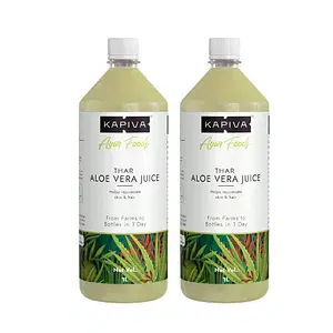 Kapiva Thar Aloe Vera Juice (with Pulp) 1L | Rejuvenates Skin and Hair | Natural Juice made within 4 hours of harvesting | No Added Sugar (Pack of 2)