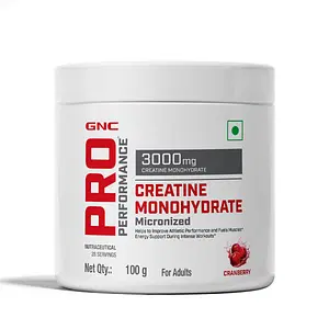 GNC Pro Performance Creatine Monohydrate | Boosts Athletic Performance | Micronized & Instantized | Fuels Muscles | Provides Energy Support for Heavy Workout | Cranberry